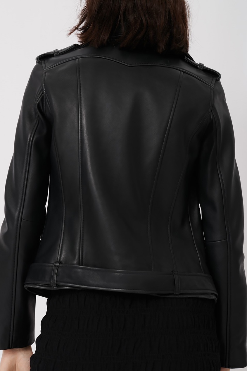 фото Черная куртка-косуха из кожи maje