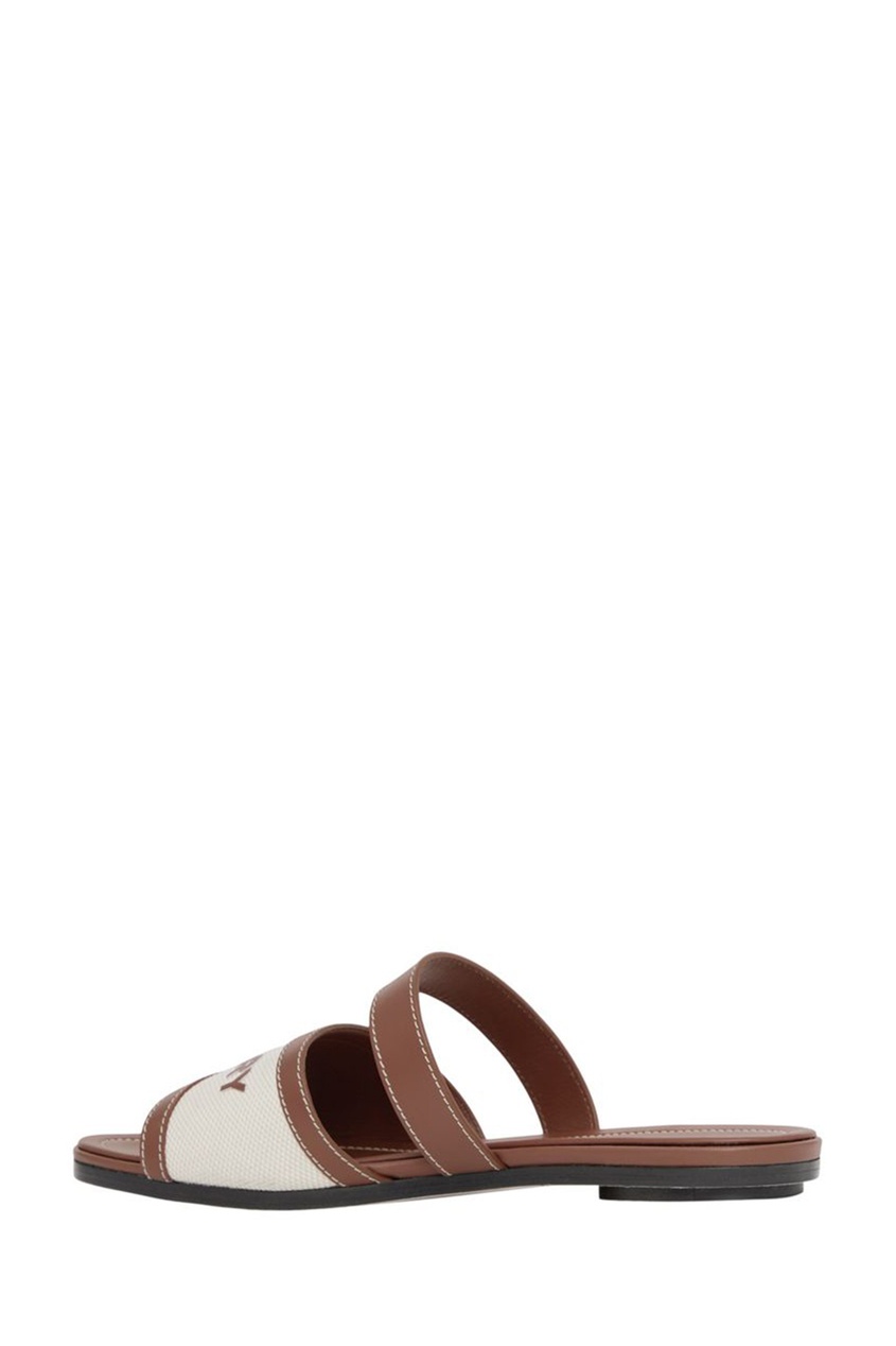 фото Бежево-коричневые пантолеты из парусины и кожи burberry
