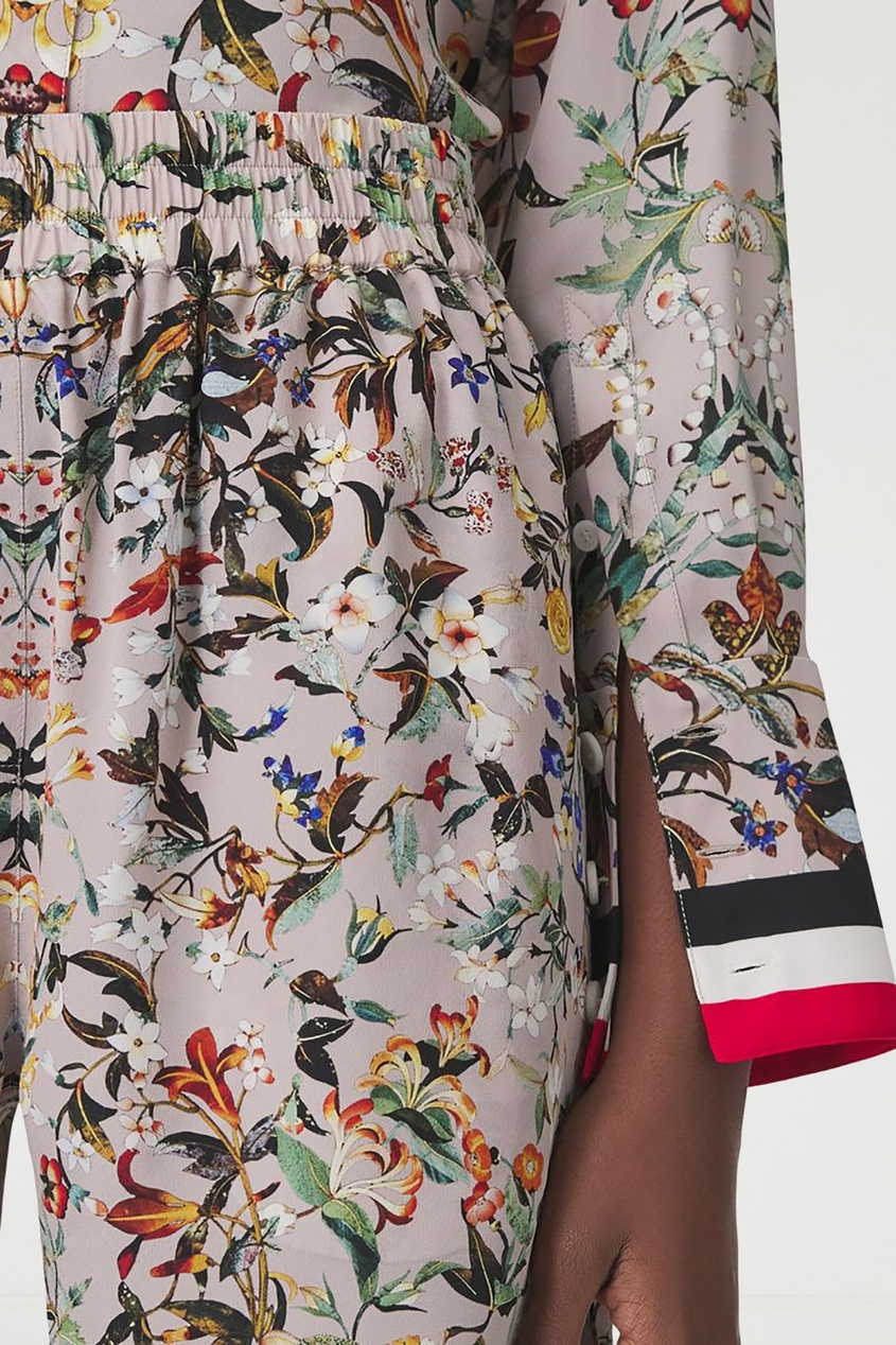 фото Бежевые шорты из шелка с флоральным принтом burberry