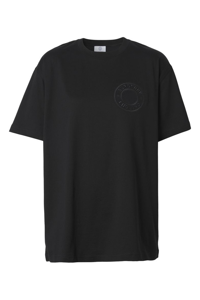 фото Черная оверсайз футболка с логотипом burberry