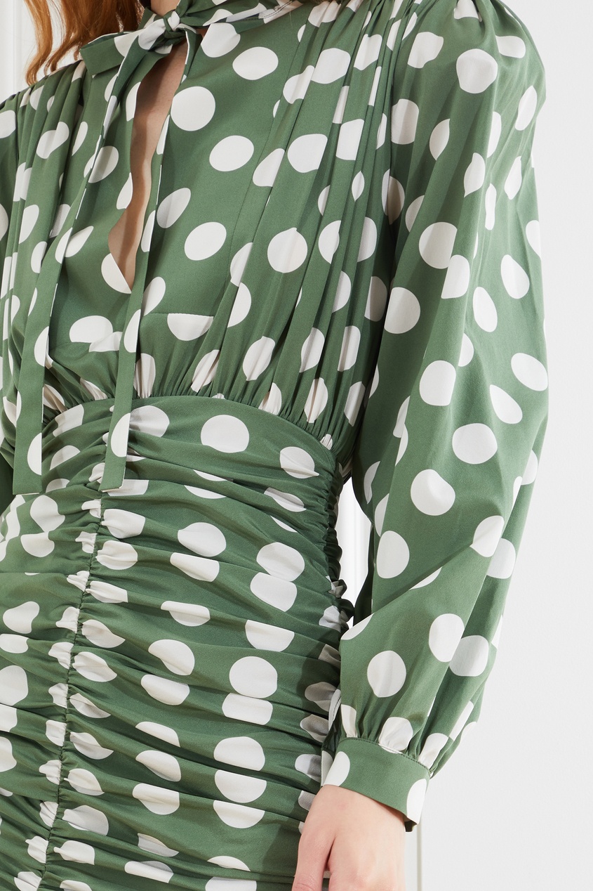 фото Зеленое шелковое платье в горох giuseppe di morabito