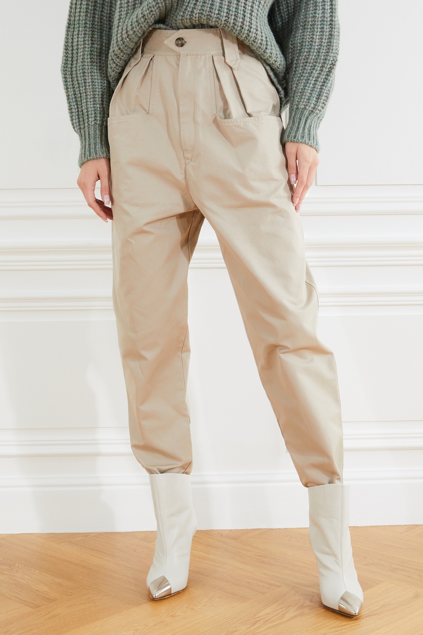 фото Бежевые хлопковые брюки isabel marant etoile