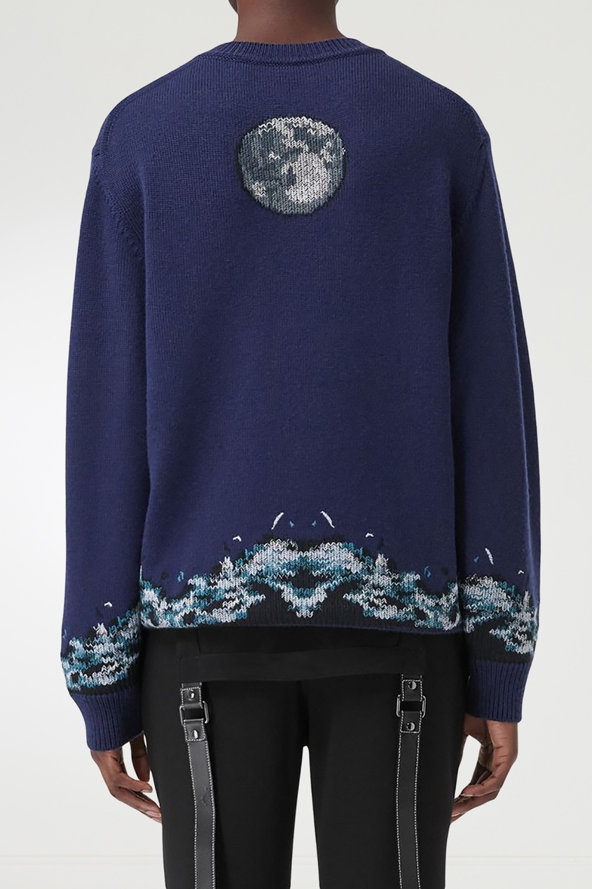 фото Темно-синий свитер из шерсти с принтом burberry