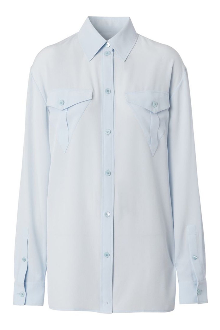 Голубая рубашка из шелка Burberry синего цвета