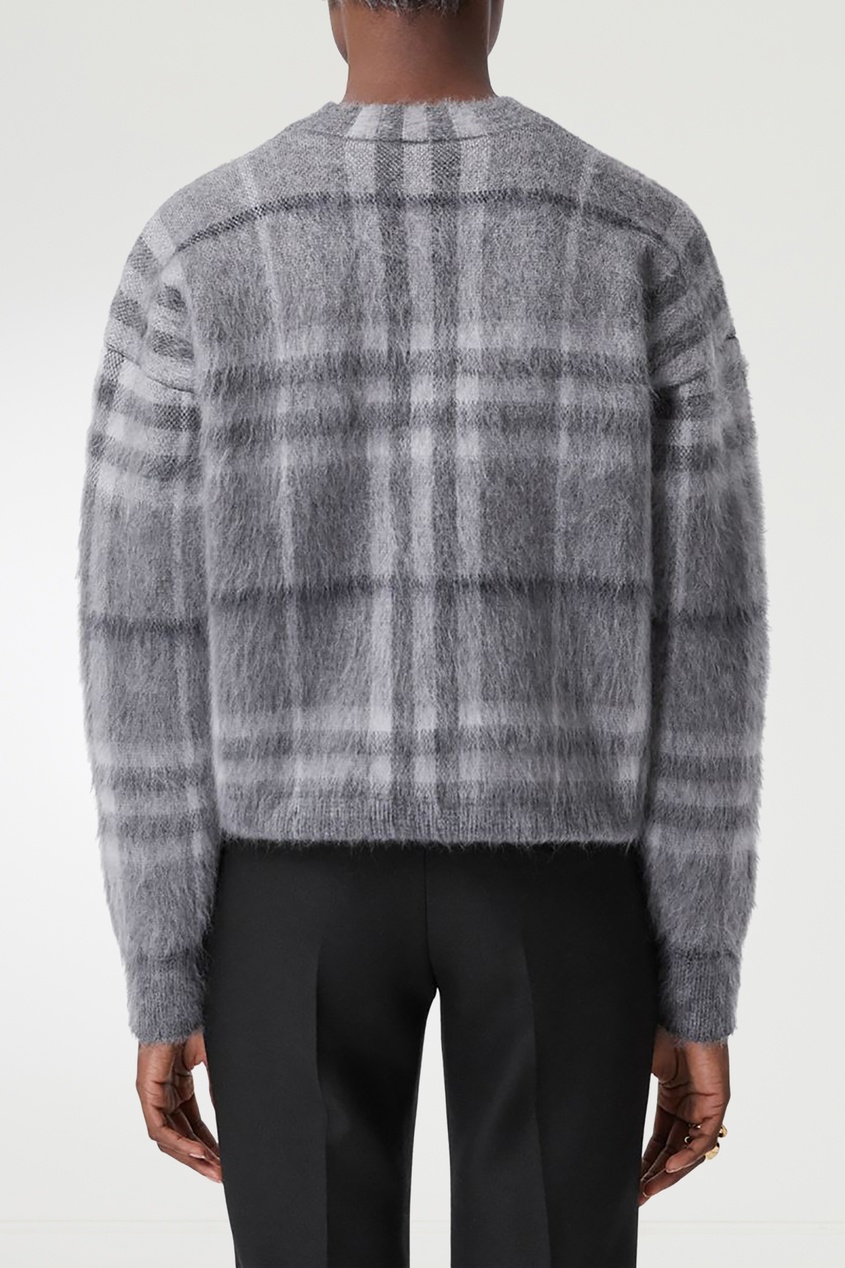 фото Серый клетчатый свитер из мохера burberry