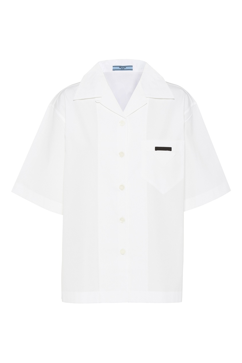 фото Белая рубашка с коротким рукавом prada