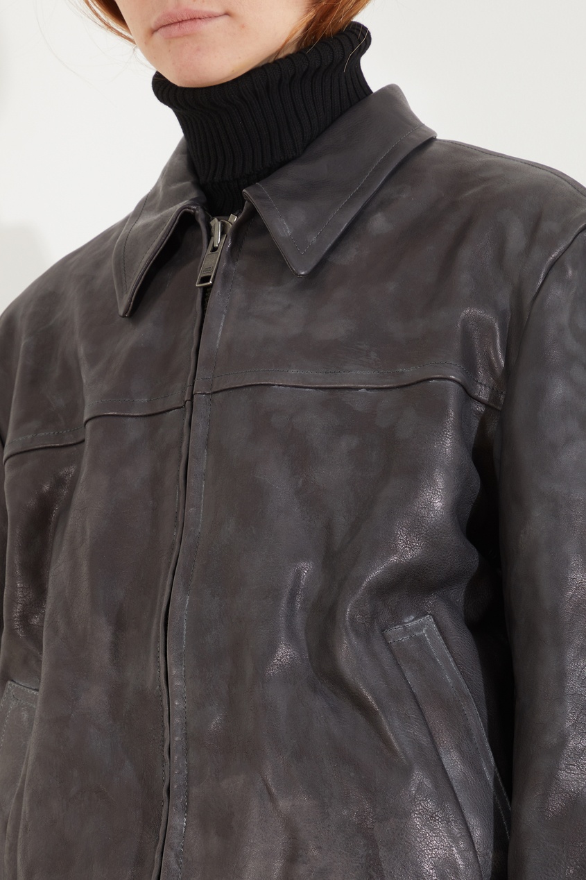 фото Черно-серая куртка из кожи balenciaga