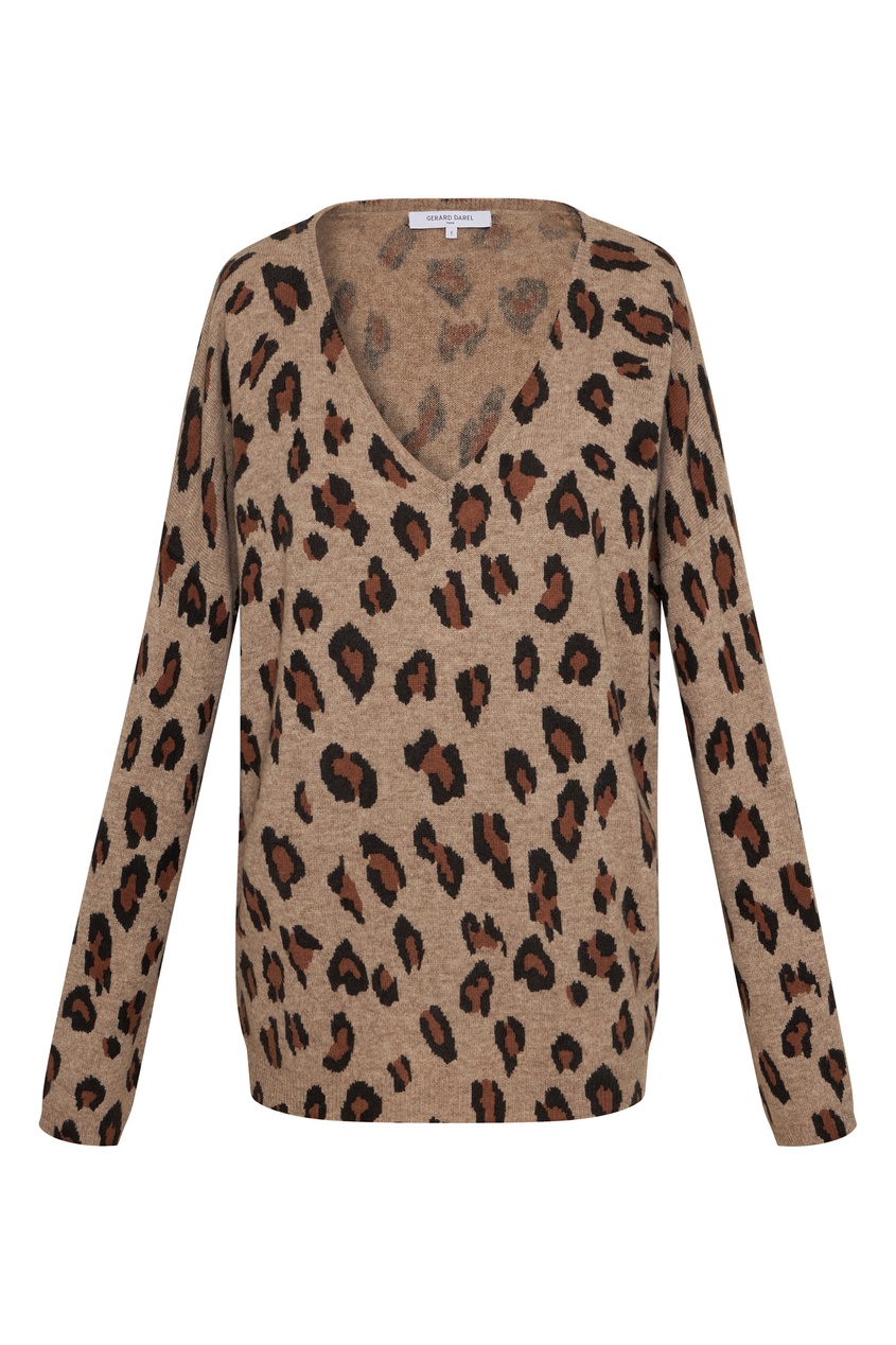 фото Кашемировый пуловер с леопардовым принтом gerard darel
