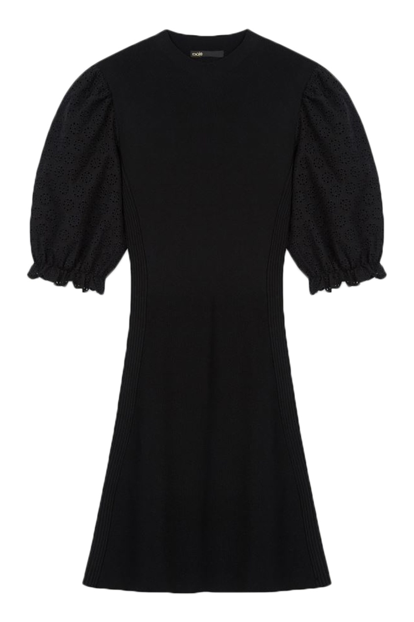 фото Черное платье с объемными рукавами maje