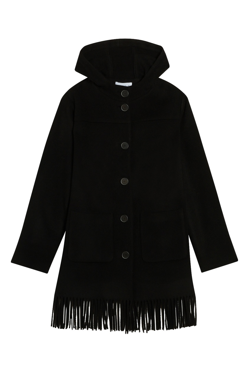 фото Черное пальто с бахромой claudie pierlot