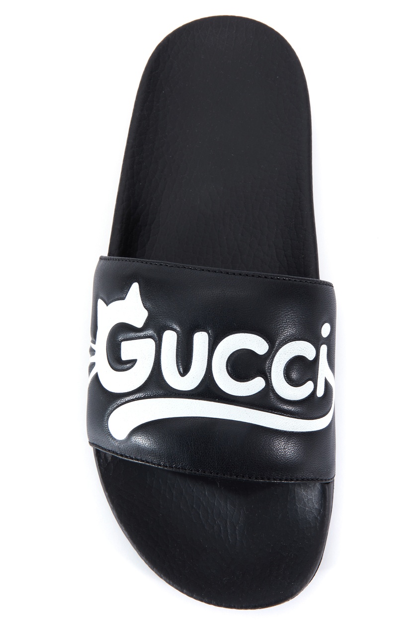 фото Черные пантолеты с логотипом gucci