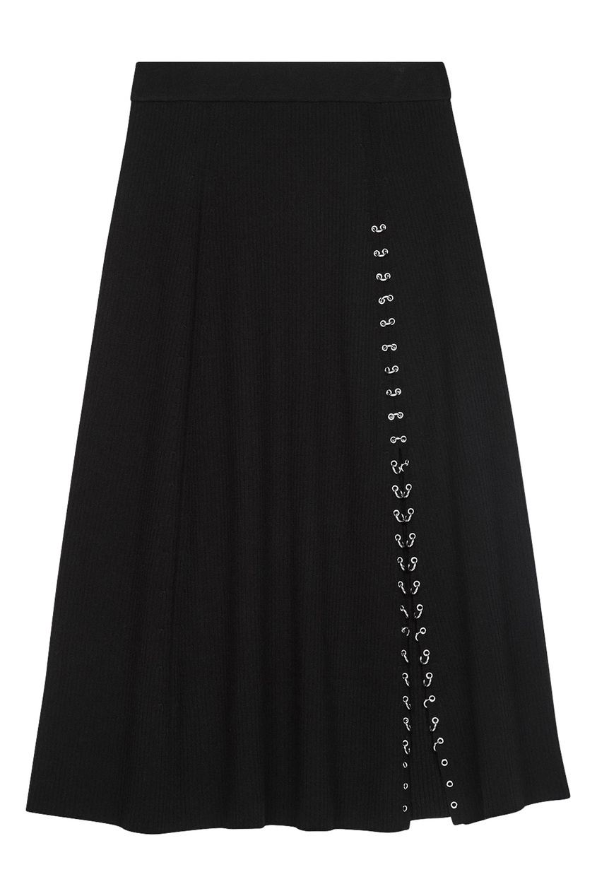 Черная трикотажная юбка с разрезом