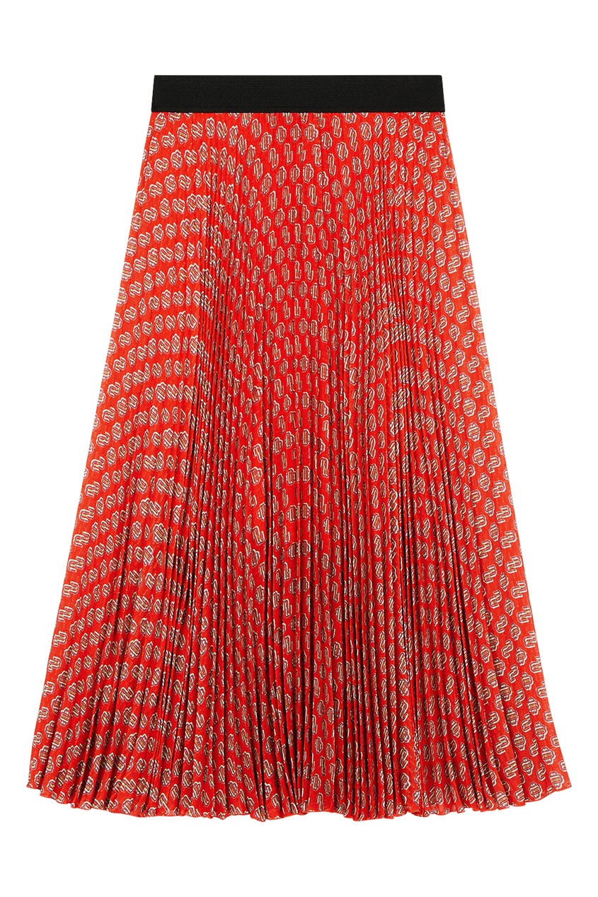 фото Красная плиссированная юбка с принтом maje