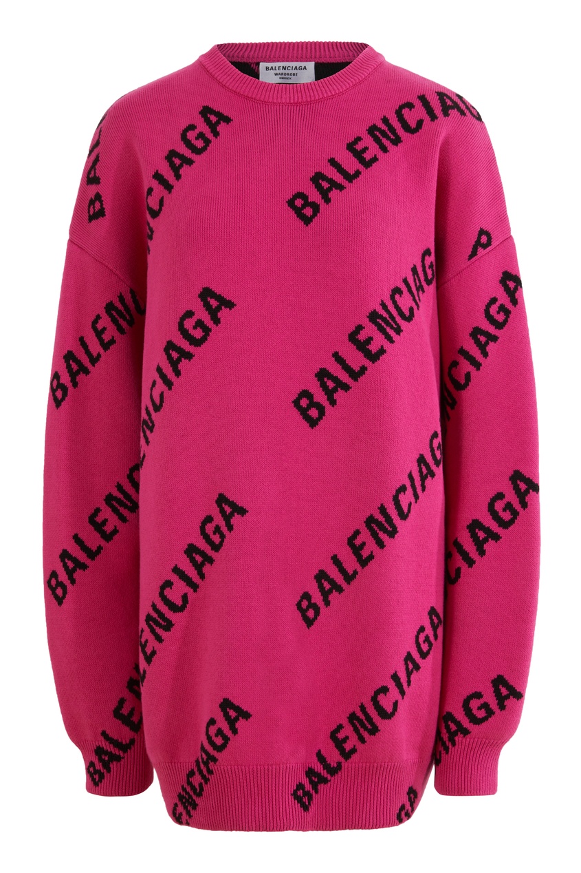 фото Розовый джемпер с принтом из логотипов balenciaga