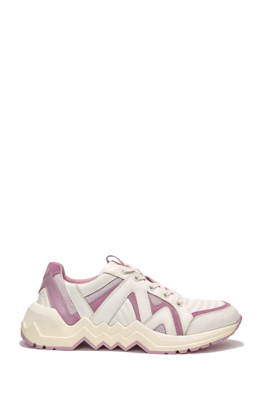фото Бело-розовые кожаные кроссовки maje