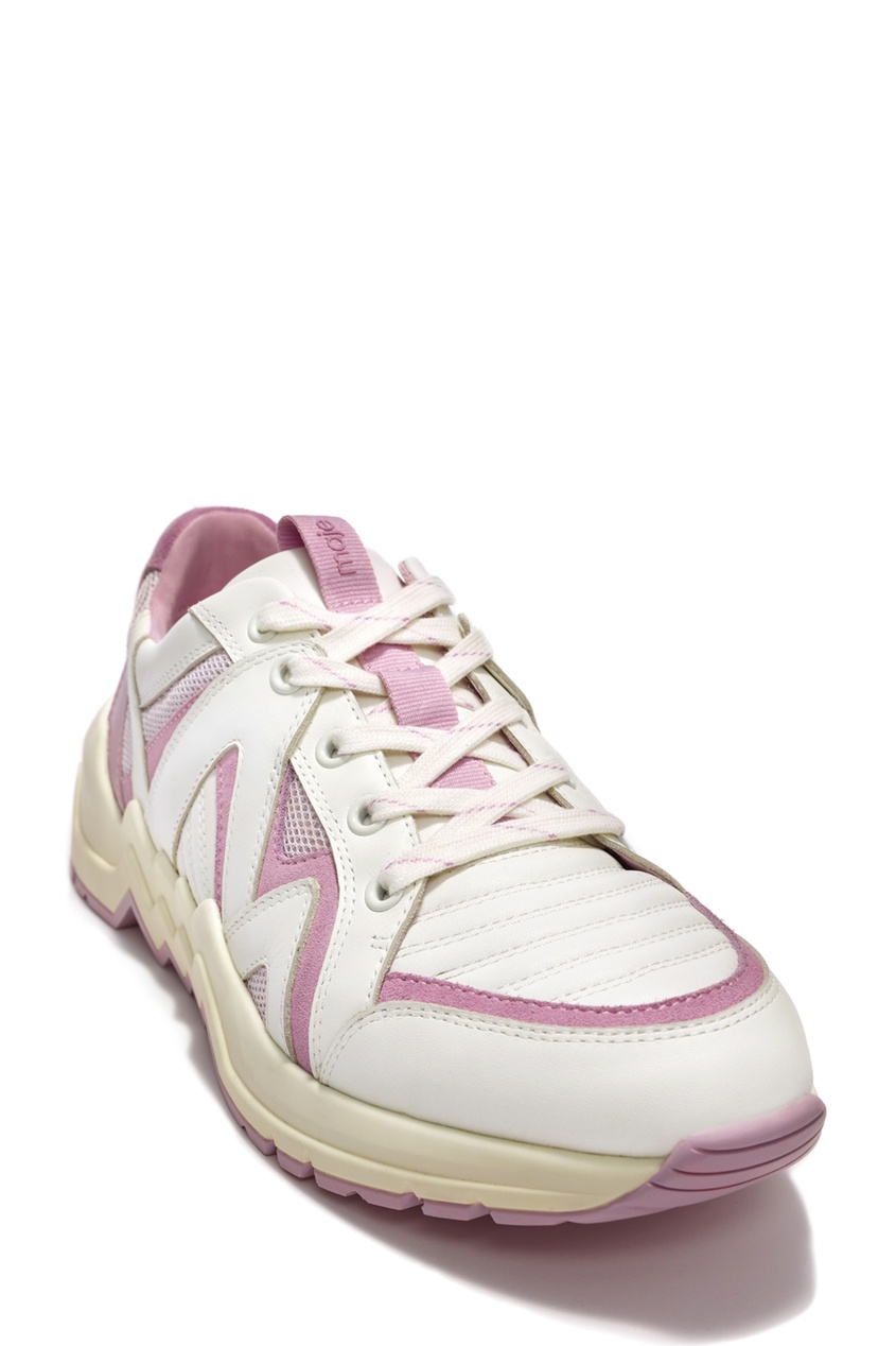 фото Бело-розовые кожаные кроссовки maje