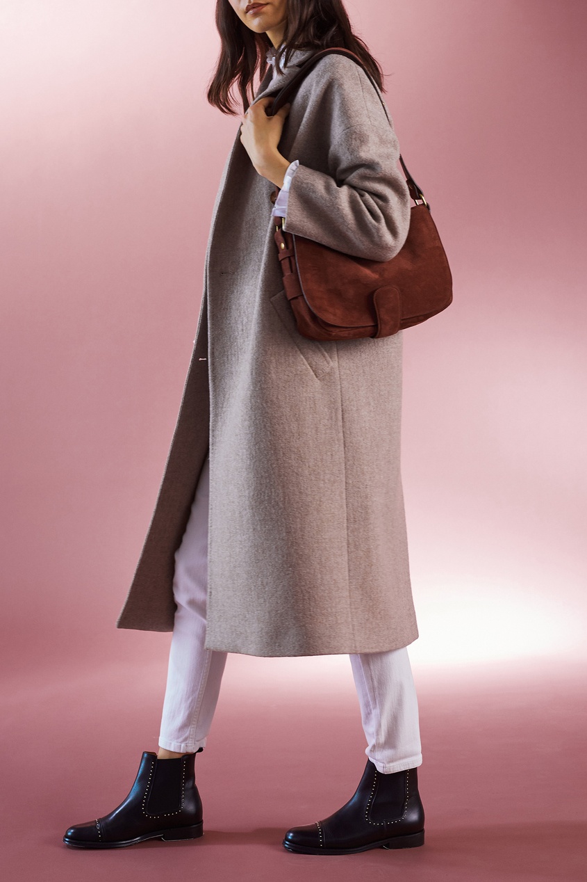 фото Двубортное пальто из шерсти песочного цвета gerard darel