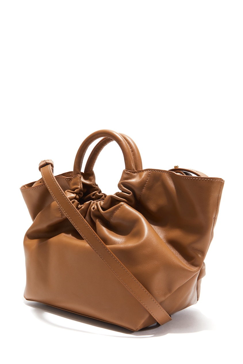 Demellier Midi Alexandria Leather Shoulder Bag Deep Toffee
