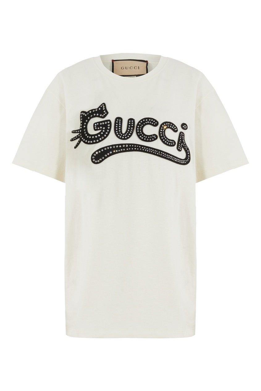 фото Белая футболка с логотипом gucci