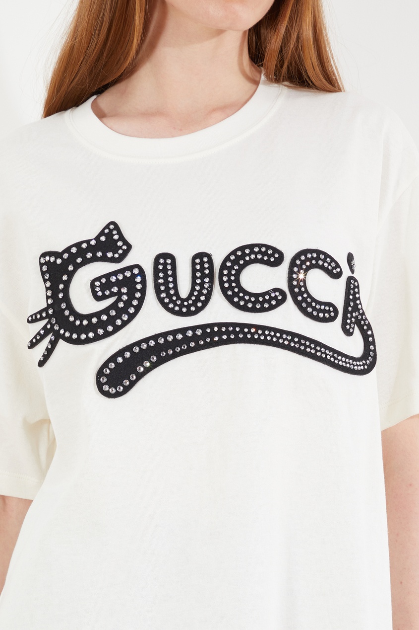 фото Белая футболка с логотипом gucci