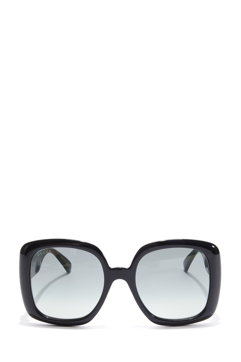 фото Черные квадратные солнцезащитные очки с лентой web gucci
