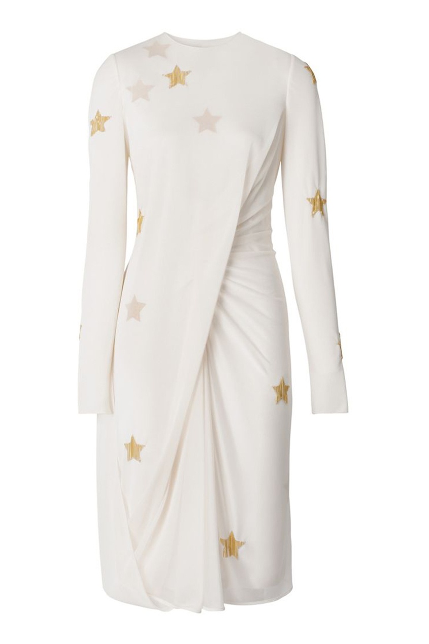 фото Кремовое платье с золотистыми звездами burberry