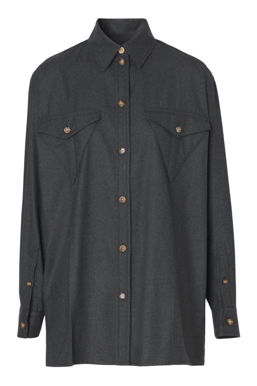 Серая шерстяная рубашка Burberry серого цвета