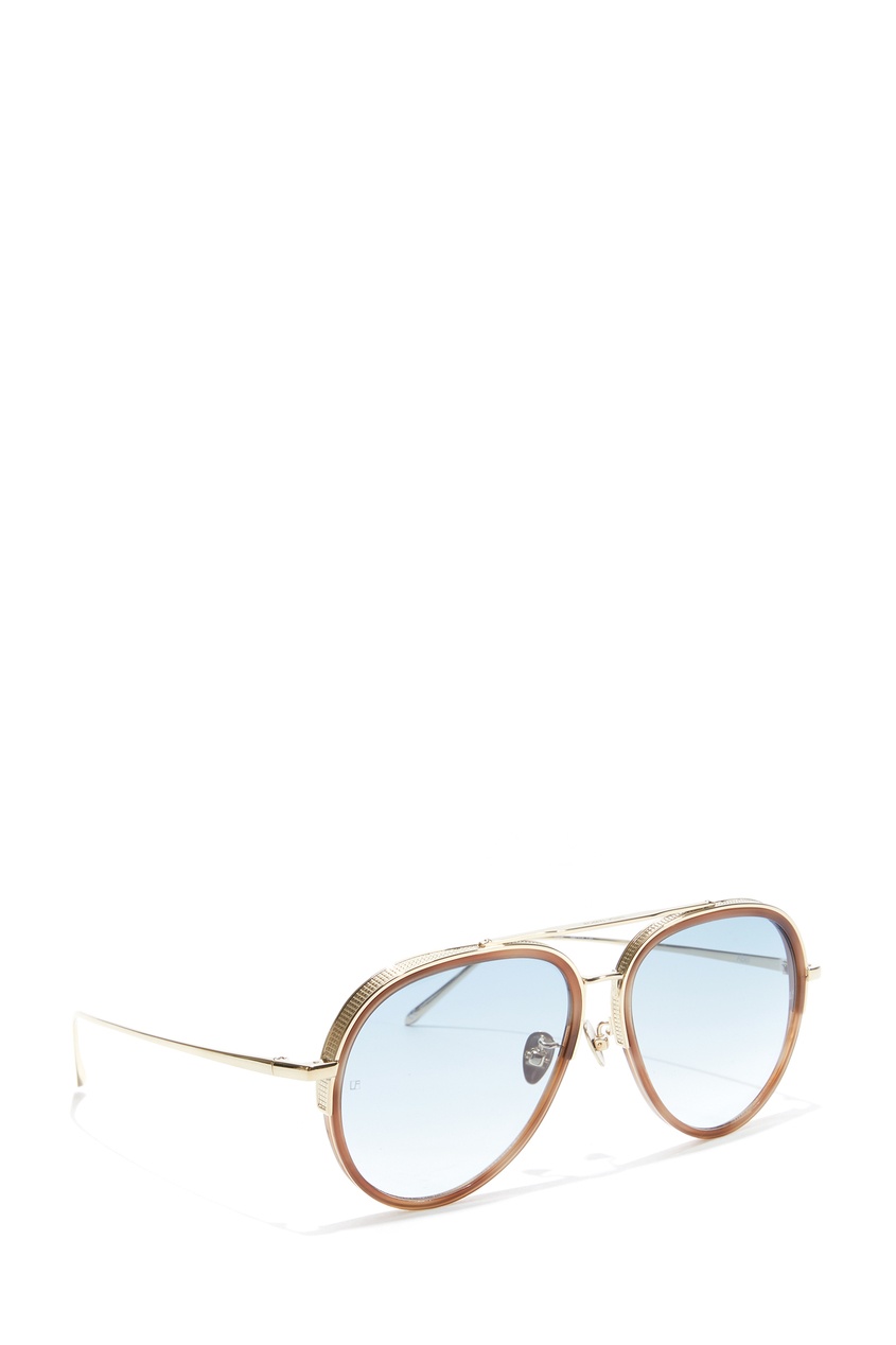 фото Золотистые солнцезащитные очки-авиаторы abel linda farrow