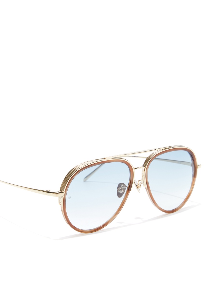 фото Золотистые солнцезащитные очки-авиаторы abel linda farrow