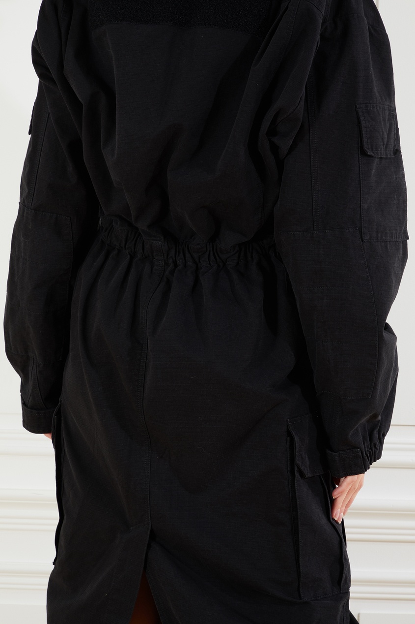 фото Черное объемное платье-макси balenciaga