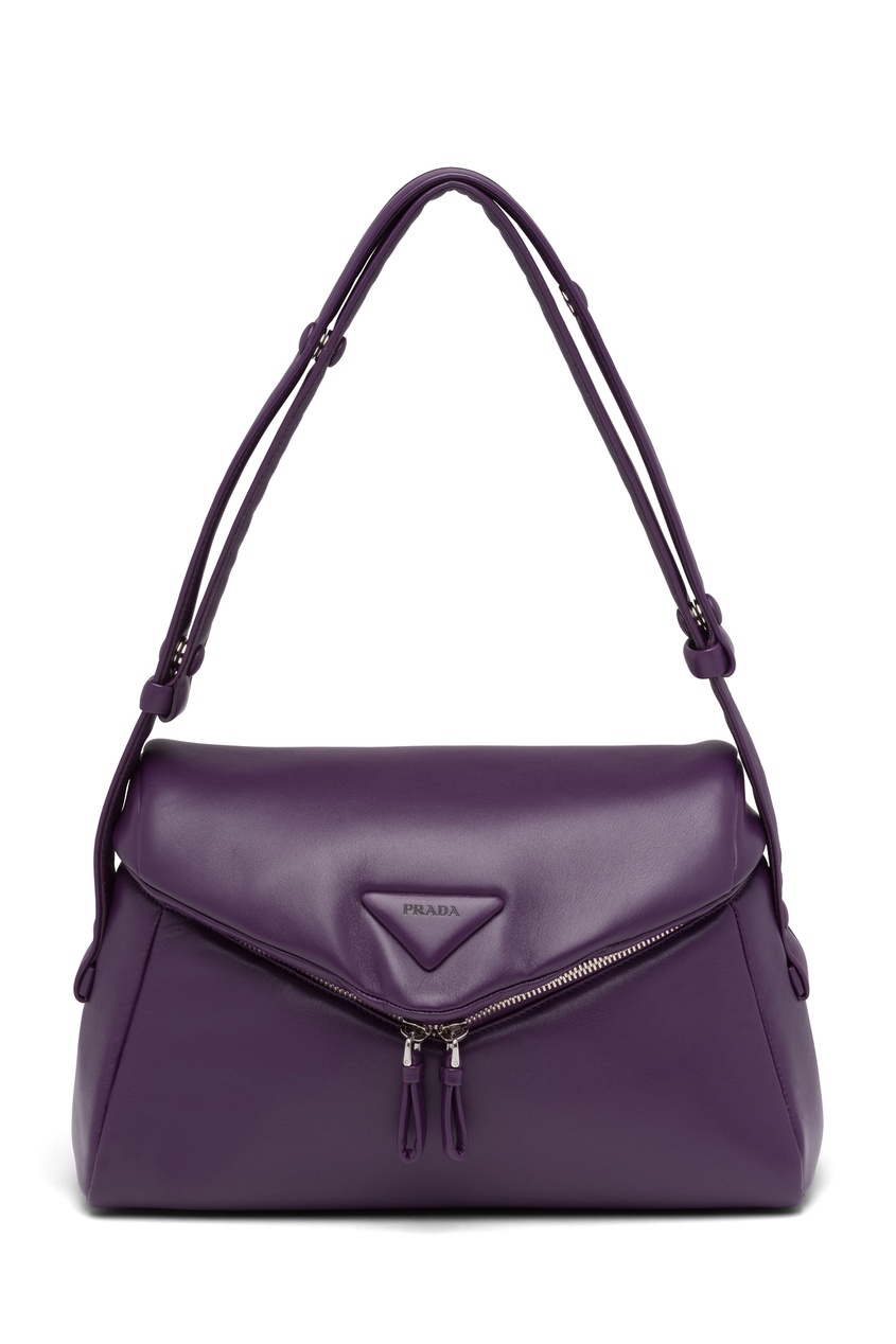 Фиолетовая кожаная сумка Prada Signeaux