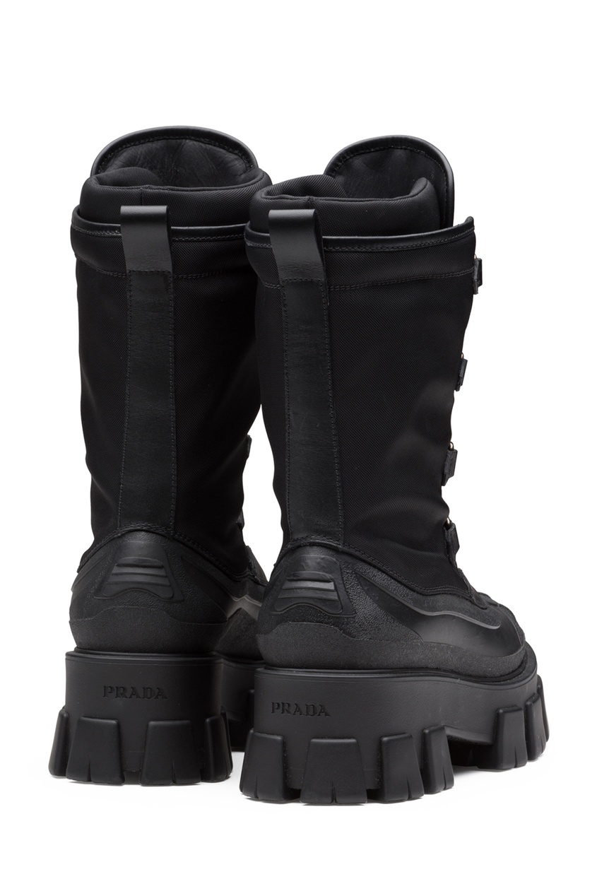 фото Черные комбинированные ботинки monolith prada