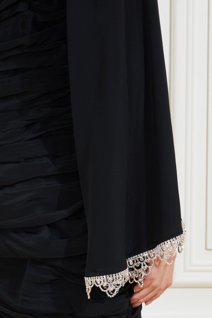 фото Черное асимметричное платье с кристаллами giuseppe di morabito
