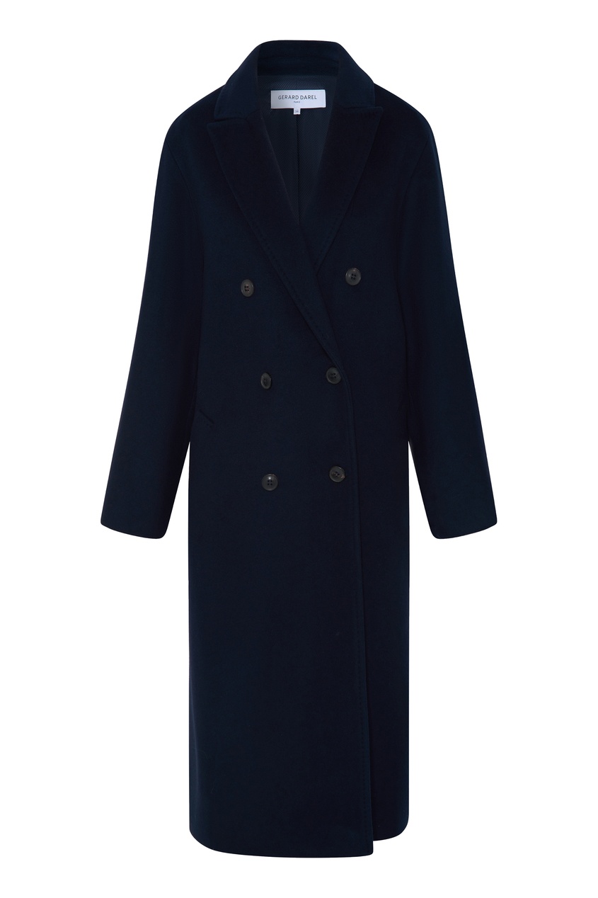 фото Темно-синее двубортное пальто из шерсти suzy gerard darel