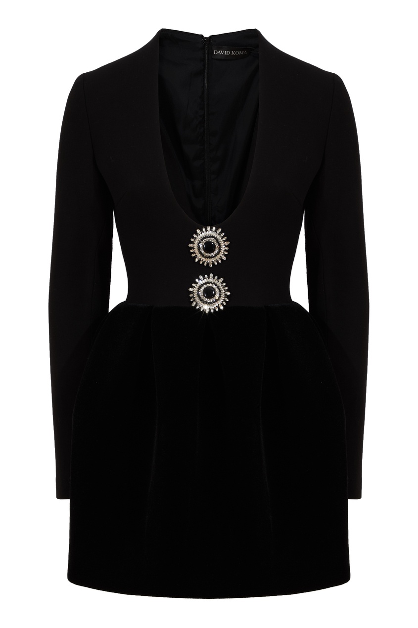 фото Черное платье с объемной юбкой david koma