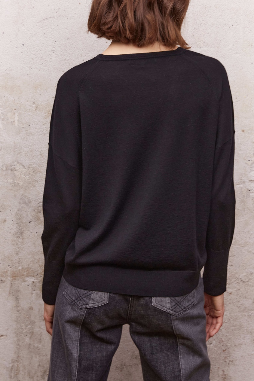фото Черный шерстяной пуловер lou gerard darel