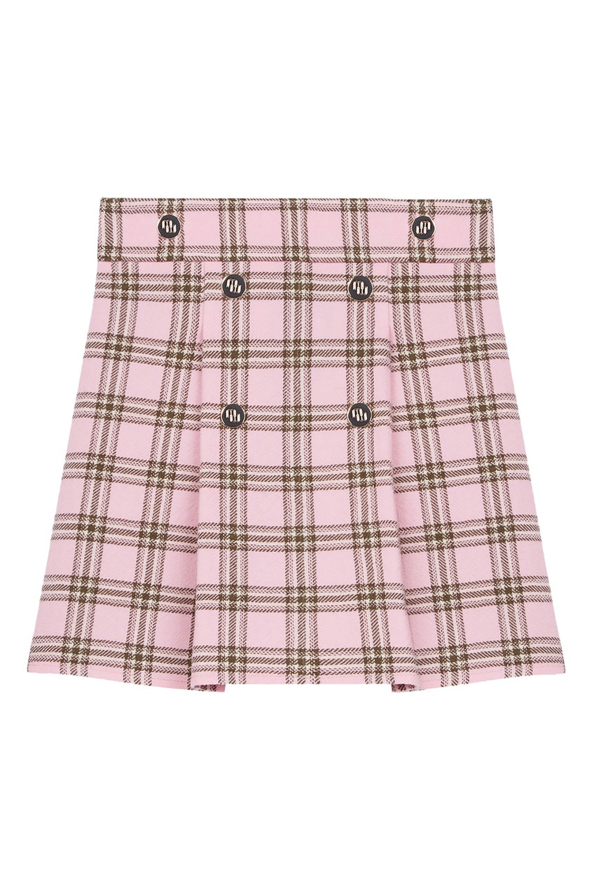 фото Розовая клетчатая юбка из шерсти maje