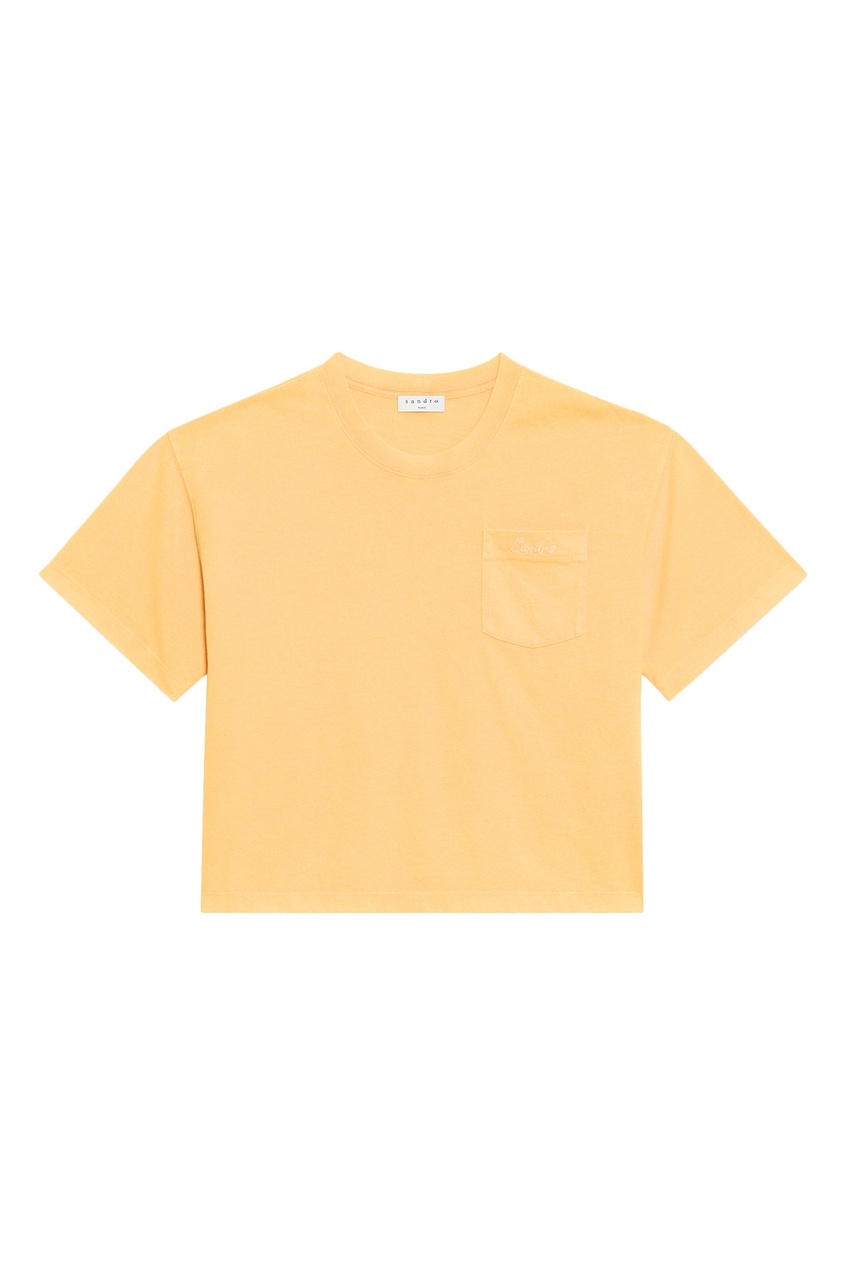 фото Оранжевая футболка с карманом sandro