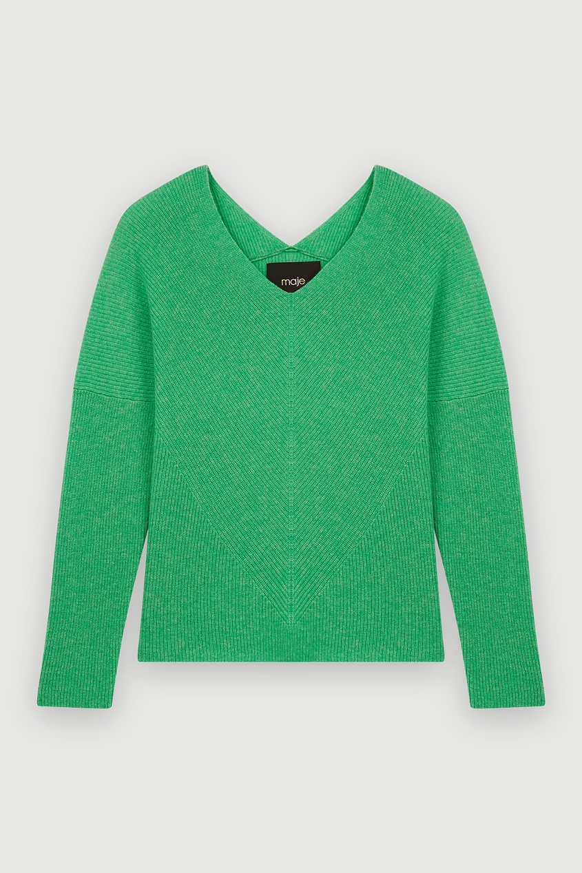 фото Зеленый пуловер из кашемира madina maje