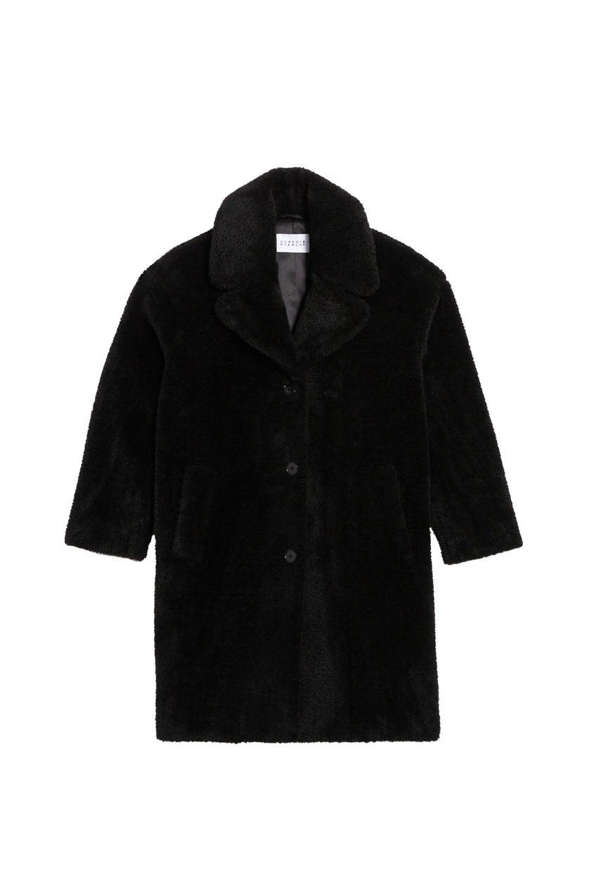 фото Черное пальто из искусственного меха fedora claudie pierlot