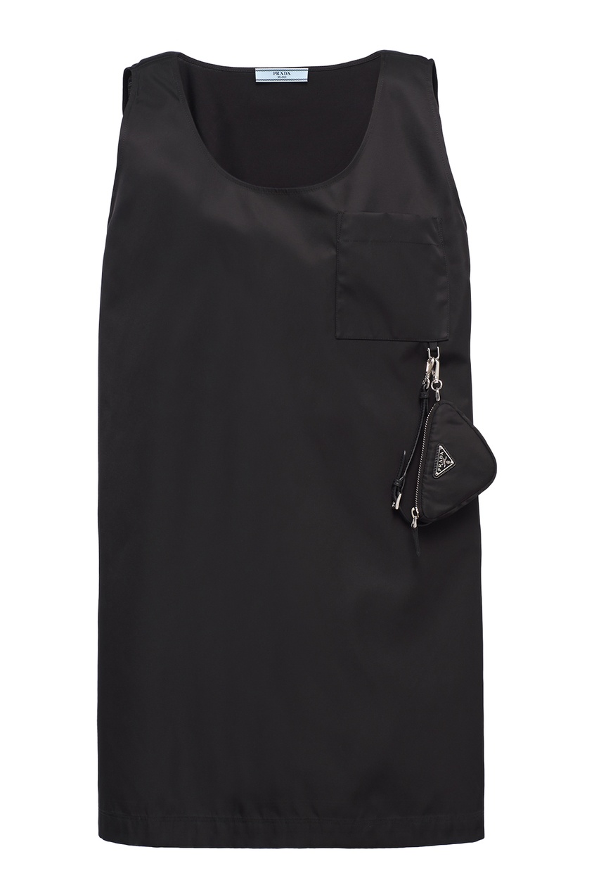 фото Черное платье без рукавов с брелоком prada