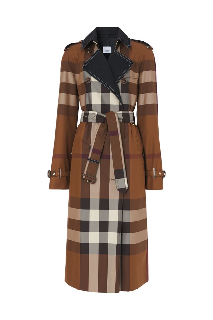 фото Коричневый клетчатый тренч burberry