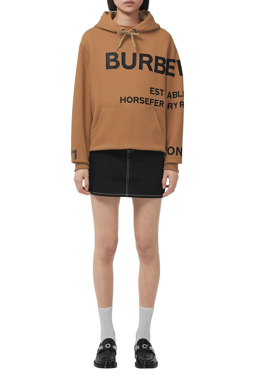 фото Коричневое худи с надписями burberry