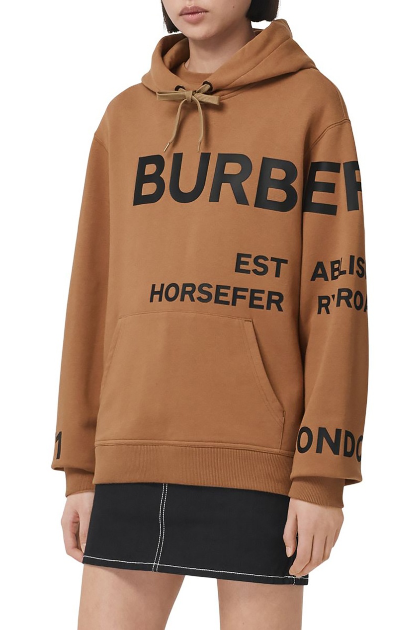 фото Коричневое худи с надписями burberry