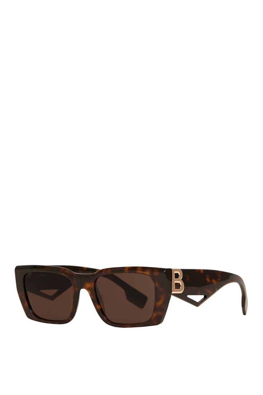 фото Прямоугольные солнцезащитные очки с темно-коричневыми линзами burberry