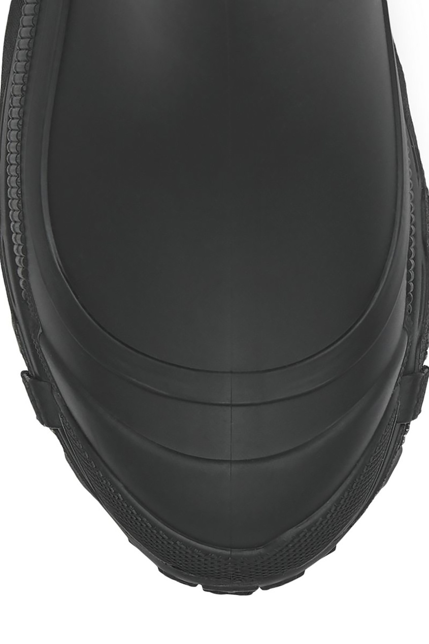 фото Черные резиновые ботинки с клетчатой отделкой burberry