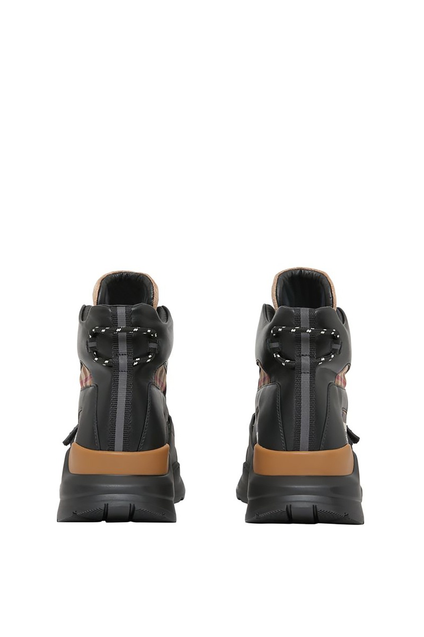 фото Черно-коричневые комбинированные кроссовки в клетку burberry