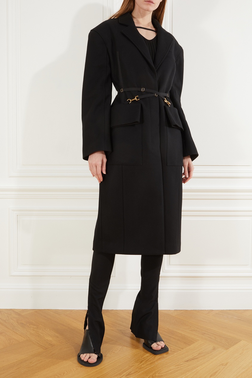 фото Черное шерстяное пальто le manteau soco jacquemus