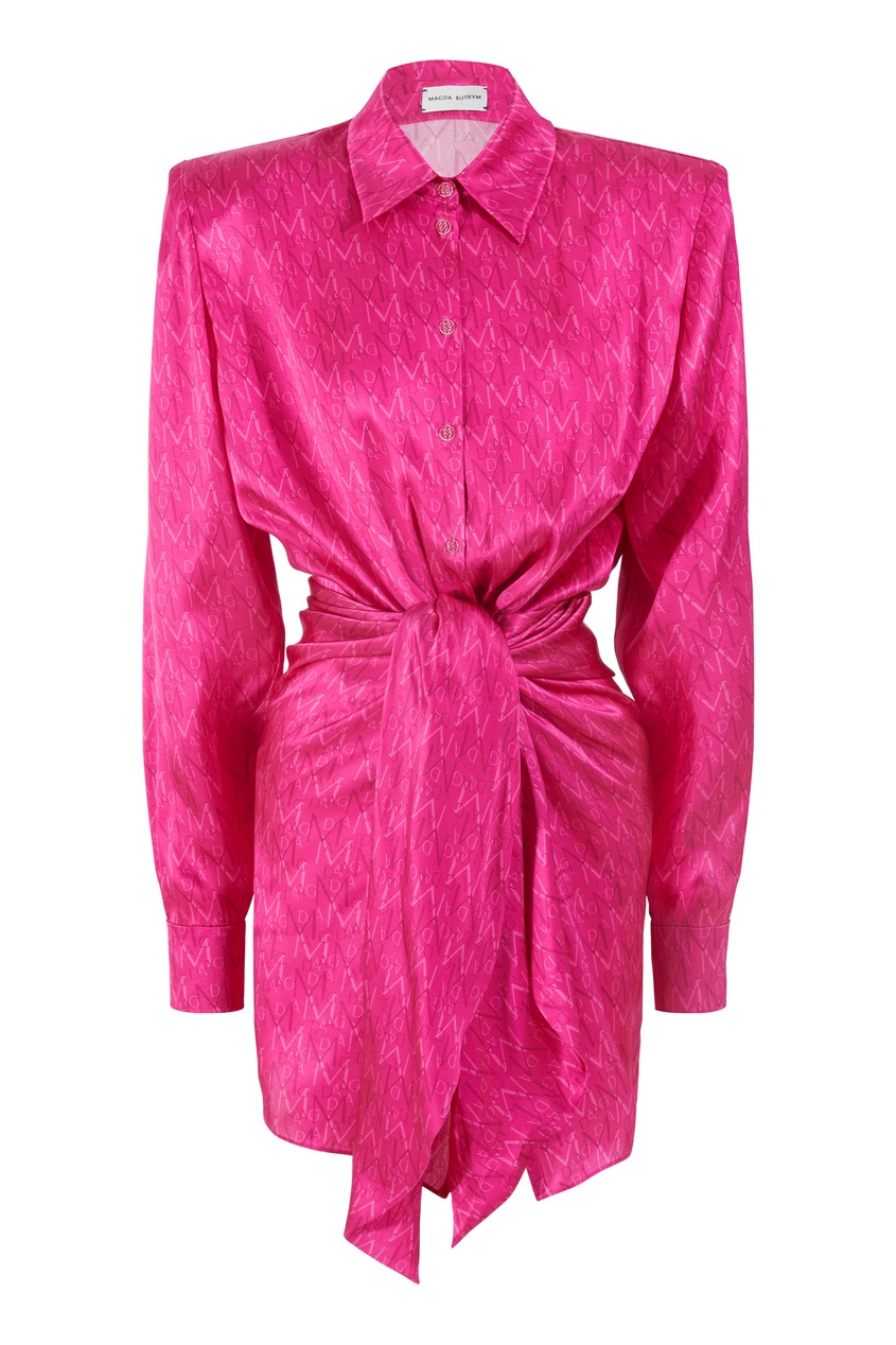 фото Розовое платье-рубашка из шелка magda butrym