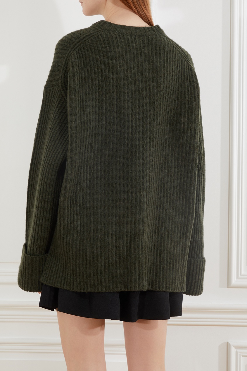 фото Темно-зеленый шерстяной свитер ganni